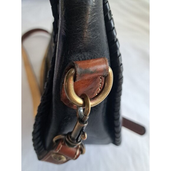 Patricia Nash Arezzo Saddle Bag Black Leather Purse Embroidered - Picture 8 of 16